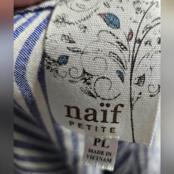 Naïf Blue And White Striped Button-Up Women's Top PL - Picture 3 of 4